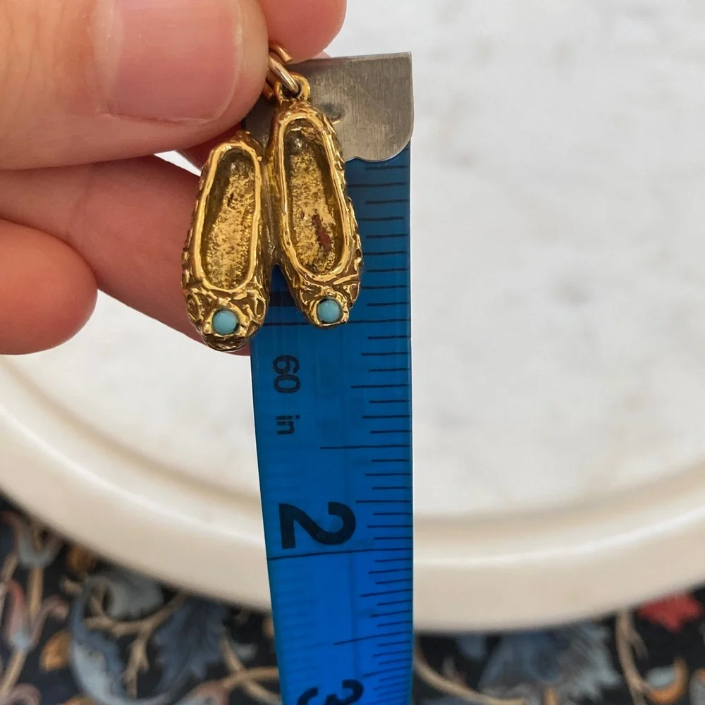 Vintage Double Slipper Gold Shoe Charm - Picture 8 of 8